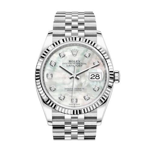 Rolex Datejust 36 White mother-of-pearl Diamond Dial Automatic Jubilee Watch 126234