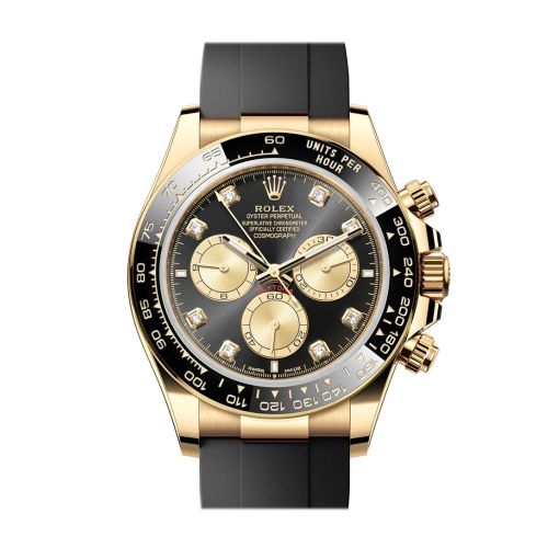 Rolex Daytona 40 Black Golden Diamond Dial Yellow Gold Mens Watch 126518LN