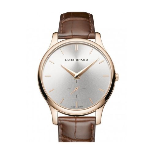 Chopard L.U.C. XPS Silver Dial 18kt Rose Gold Brown Leather Ladies Watch 161920-5002