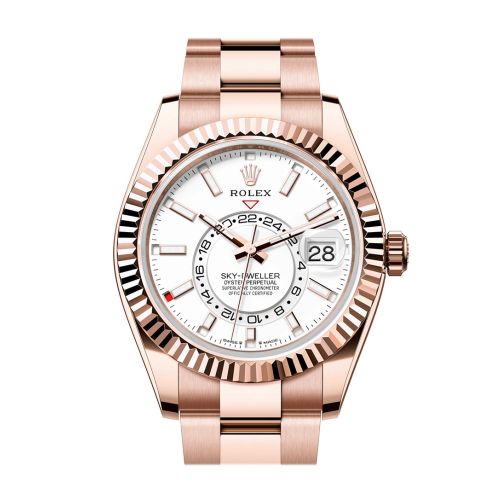 Rolex Sky Dweller 42 White Dial Rose Gold Oyster Mens Watch 336935