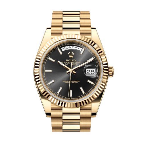 Rolex Day-Date 40 Black Dial 18K Yellow Gold President Men's Watch 228238