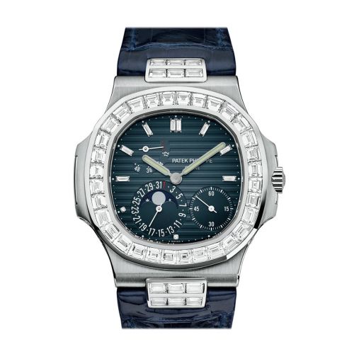 Patek Philippe Nautilus Black Blue Diamonds Mens Watch 5724G-001