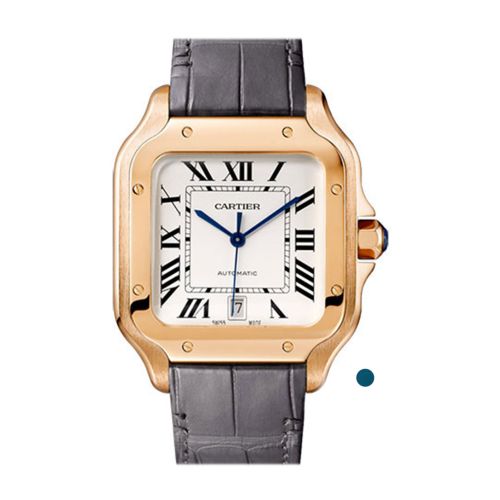 Cartier Santos De Large Automatic Silver Dial Men's 18kt Rose Gold Watch WGSA0011