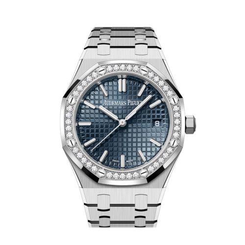 Audemars Piguet Royal Oak 34 Blue Dial Stainless Steel Diamond Bezel Watch 77451ST.ZZ.1361ST.04