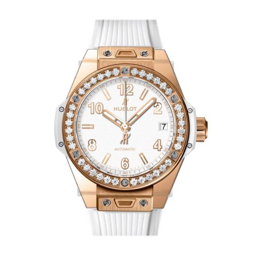 Hublot Big Bang White Dial Diamond Bezel White Rubber 38mm Unisex Watch 465.OE.2080.RW.1204