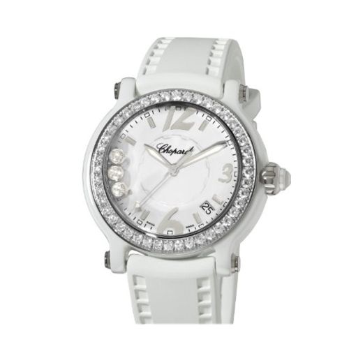 Chopard Happy Sport in Ceramic on White Crocodile Leather Strap with White Dial 288507-9031