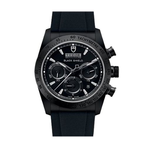 Tudor Blackshield Automatic Chronograph Black Dial Black Rubber Men's Watch 42000CN-BKRS  M42000CN-0018