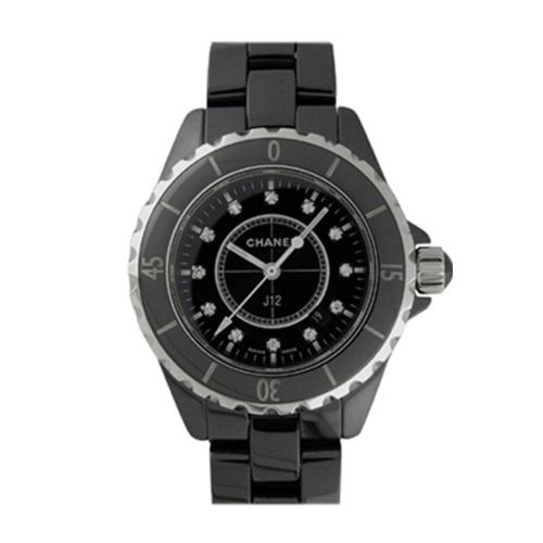 Chanel J12 Diamonds Black Ceramic Ladies Watch H1625