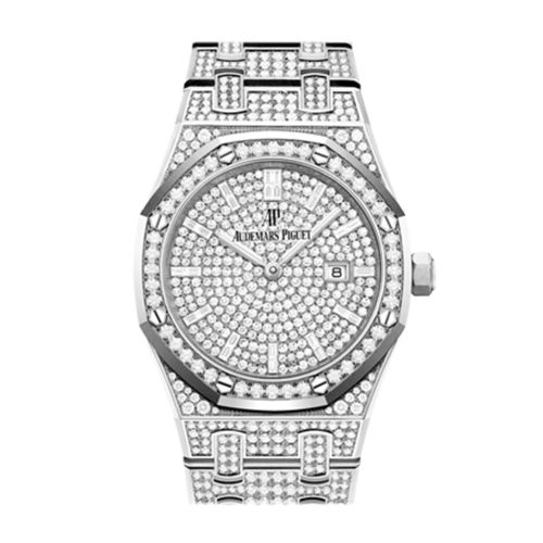 Audemars Piguet Royal Oak 33 Quartz Diamond Dial White Gold Pave Diamond Bracelet White Gold Watch 67652BC.ZZ.1265BC.01