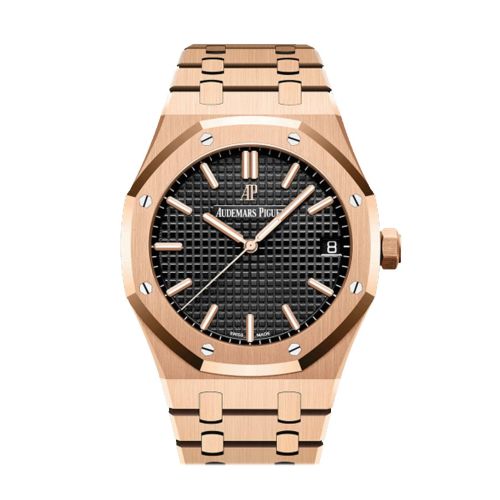 Audemars Piguet Royal Oak Black Dial Automatic Men's 18kt Rose Gold Watch 15500OR.OO.1220OR.01 DCM