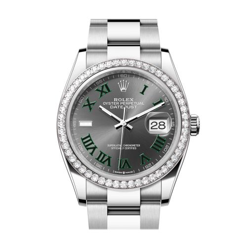 Rolex Datejust 36 Grey Green Diamond Dial Diamond Bezel Watch 126284RBR 126284RBR-0038