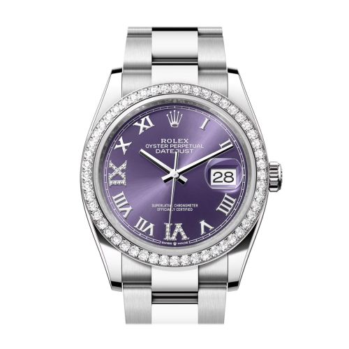 Rolex Datejust 36 Aubergine Diamond Dial Diamond Bezel Watch 126284RBR 126284RBR-0014