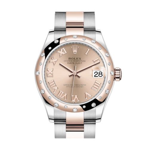 Rolex Datejust 31 Ros?? colour Roman Dial Diamond Bezel Rose Gold Two Tone Watch 278341RBR 278341