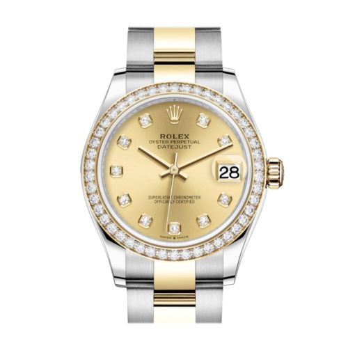 Rolex Datejust 31 Champagne Diamonds Dial Diamond Bezel Yellow Gold Two Tone Watch 278383RBR 278383