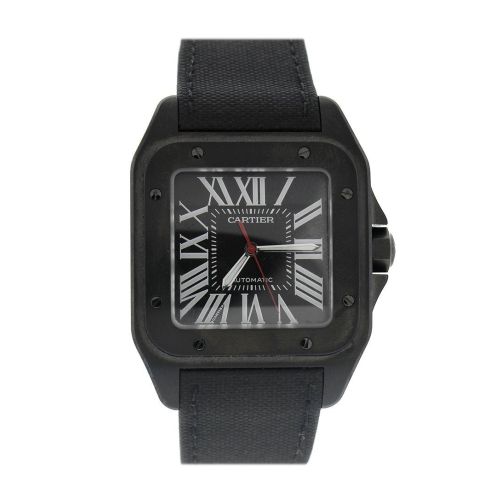 Cartier Santos Automatic Black Dial PVD Mens Watch WSSA0006