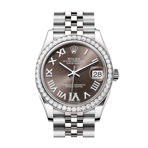 Rolex Datejust 31 Dark Grey Roman Diamond Dial Jubilee Ladies Watch 278384RBR 278384RBR-0032