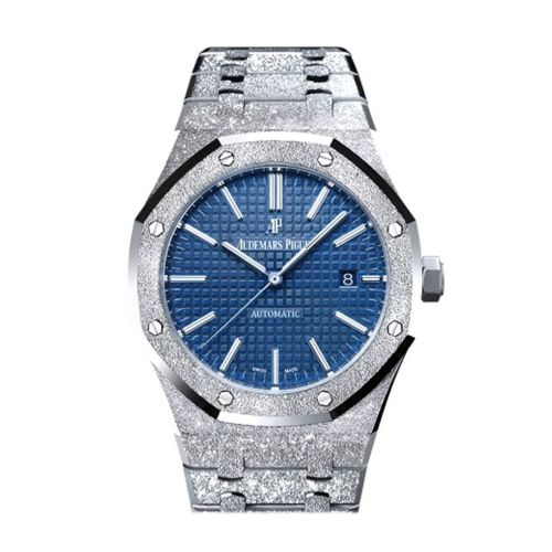 Audemars Piguet Royal Oak 41mm Blue dial Hammered 18K white gold Men's Watch 15410BC.GG.1224BC.01