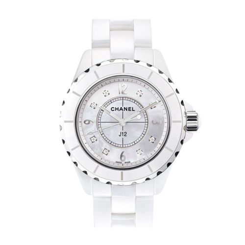 CHANEL J12 White Ceramic Diamonds Quartz Ladies Watch H2422