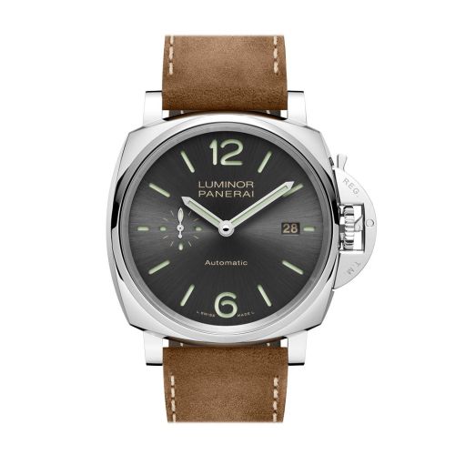 Panerai Luminor Due Brown Leather Grey Dial Watch PAM00904