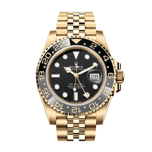 ROLEX GMT-Master II Black Dial Yellow Gold Men's Watch 126718GRNR