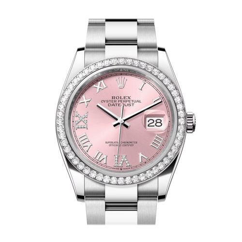 Rolex Datejust 36 Pink Roman Dial Diamond Bezel Watch 126284RBR 126284RBR-0024