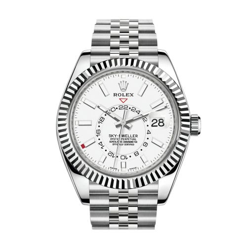 Rolex Sky Dweller White Dial 18K White Gold Bezel Steel Jubilee Men's Watch 326934