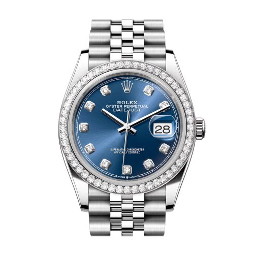 Rolex Datejust 36 Blue Diamond Dial Diamond Bezel Jubilee Watch 126284RBR 126284RBR-0029