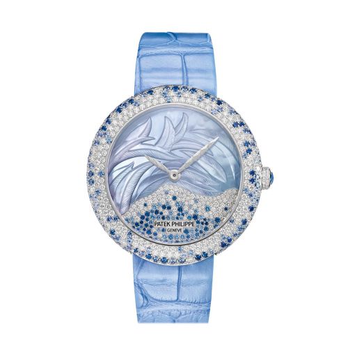 Patek Philippe Calatrava Automatic Mother of Pearl and Blue Sapphire White Gold Ladies Watch 4899/901G-001 4899