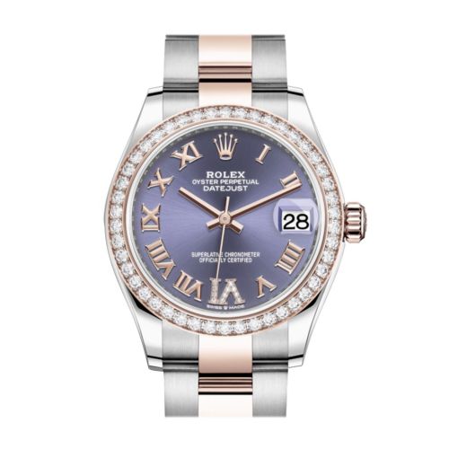 Rolex Datejust 31 Aubergine VI Diamonds Dial Diamond Bezel Rose Gold Two Tone Watch 278381RBR 278381