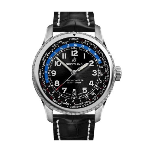 Breitling Navitimer 8 B35 Autimatic Unitime Black Croc Deployment AB3521U41 B1P1