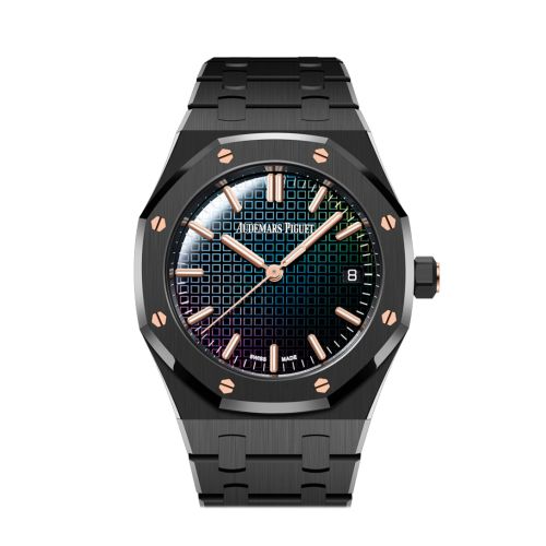 Audemars Piguet Royal Oak 34 Rainbow-coloured sapphire Dial Black Ceramic Watch 77350CE.OO.1266CE.02.A