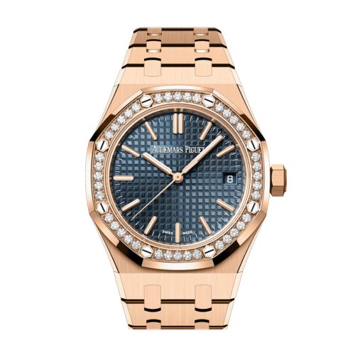 Audemars Piguet Royal Oak Rose Gold Diamond Bezel Blue Dial  Watch 15551OR.ZZ.1356OR.05