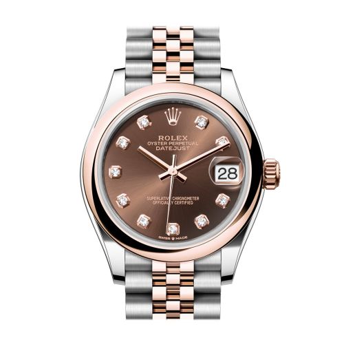 Rolex Datejust 31 Chocolate Diamond Dial Rose Gold Steel Jubilee Ladies Watch 278241 278241-0024