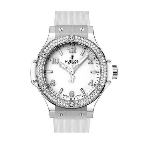 Hublot Big Bang White Dial Diamond Bezel White Rubber Unisex 38mm Watch 361.SE.2010.RW.1104