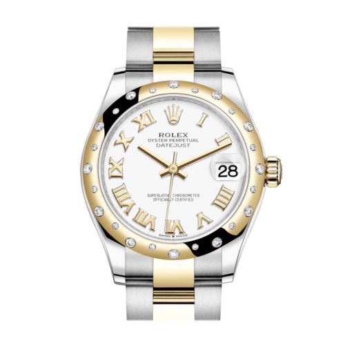 Rolex Datejust 31 White Roman Dial Diamond Bezel Yellow Gold Two Tone Watch 278343RBR 278343