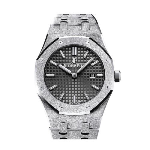 Audemars Piguet Royal Oak Frosted Black Dial Ladies 18k White Gold Watch 67653BC.GG.1263BC.02