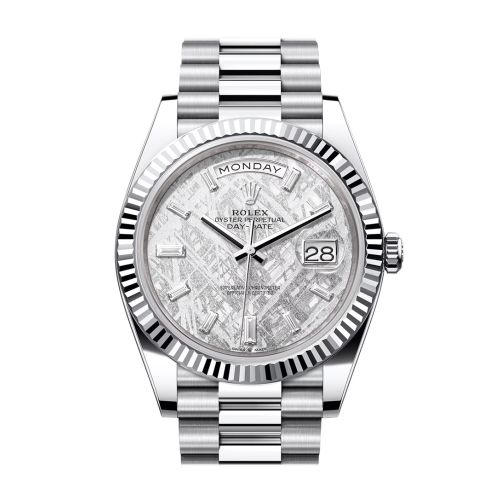 Rolex Day-Date 40 Meteorite Diamonds Dial Fluted Bezel Platinum President Men's Watch 228236