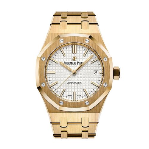 AUDEMARS PIGUET Royal Oak Silver Dial Automatic 18 Carat Yellow Gold Ladies Watch 15450BA.OO.1256BA.01