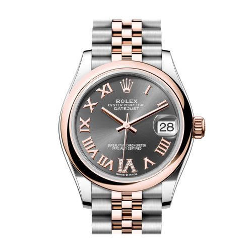 Rolex Datejust 31 Slate Roman Diamond Dial Rose Gold Steel Jubilee Ladies Watch 278241 278241-0030