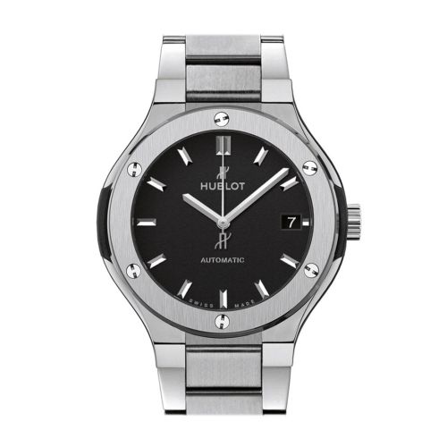 Hublot Classic Fusion Matte Black Dial Automatic Titanium Ladies Watch 585.NX.1170.NX