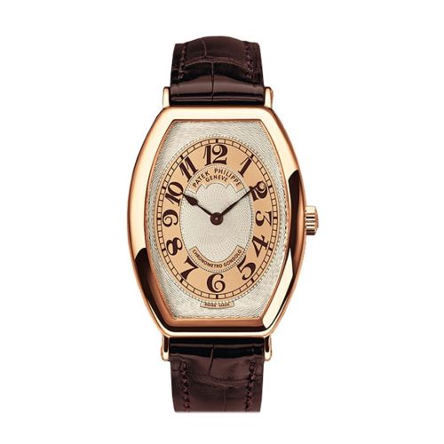 Patek Philippe Gondolo Silver Brown Dial 18kt Rose Gold Brown Leather Men's Watch 5098R