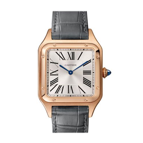 Cartier Santos Dumont 18kt Rose Gold Silver Dial Men's Large Watch WGSA0021