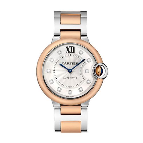 Cartier Ballon Bleu 36MM Diamond Dial Steel Rose Gold W3BB0013