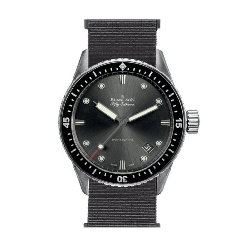 Blancpain Fifty Fathoms Bathyscaphe Black Dial Black Fabric 5000-1110-NABA