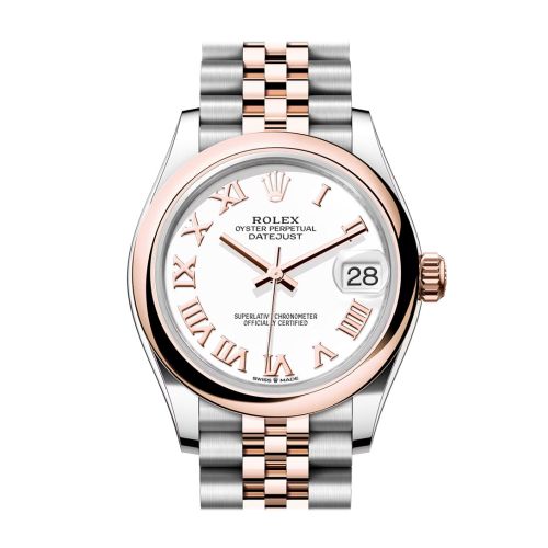 Rolex Datejust 31 White Roman Dial Rose Gold Steel Jubilee Ladies Watch 278241 278241-0002