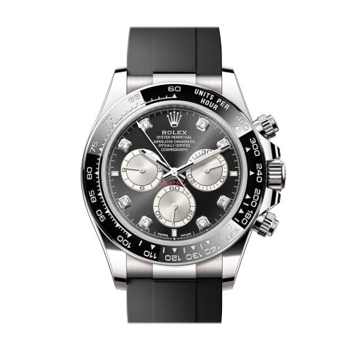 Rolex Daytona 40 Black Steel Diamond Dial White Gold Mens Watch 126519LN