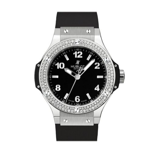 Hublot Big Bang Black Dial Diamond Black Rubber Ladies Watch 361.SX.1270.RX.1104