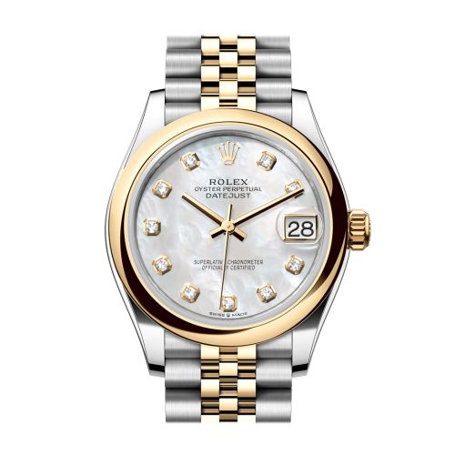 Rolex Datejust 31 White Mother of Pearl Diamond Dial Yellow Gold Steel Jubilee Ladies Watch 278243 278243-0028