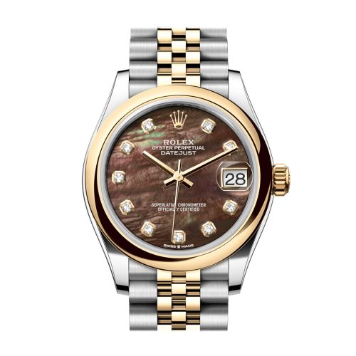 Rolex Datejust 31 Black Mother of pearl Diamond Dial Yellow Gold Steel Jubilee Ladies Watch 278243 278243-0024