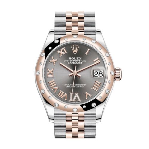 Rolex Datejust 31 Rhodium Large VI Diamonds Dial Diamond Bezel Jubilee Rose Gold Two Tone Watch 278341RBR 278341